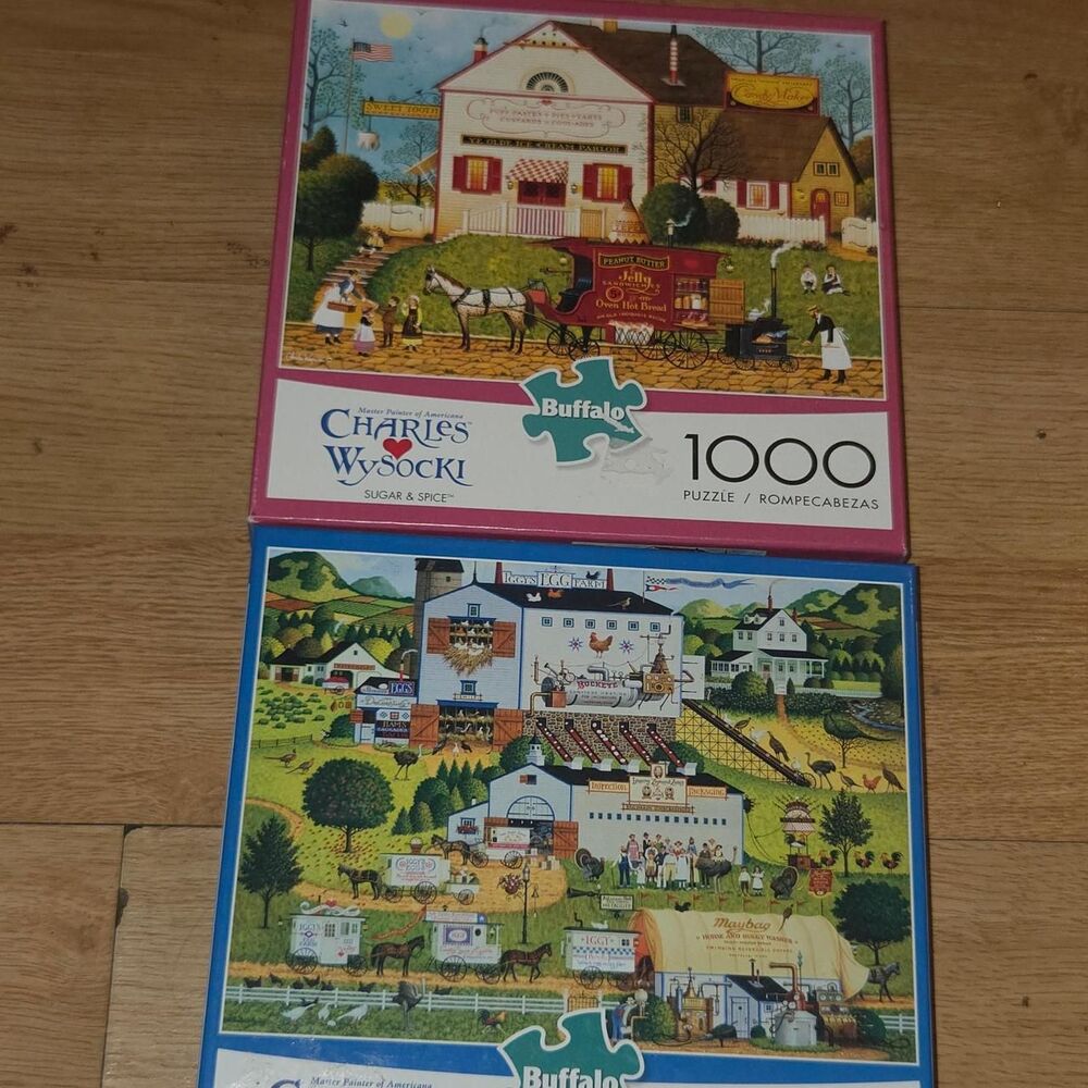 Charles Wysocki 1000 Piece Puzzles 2 Buffalo brand folkart Americana nostalgia